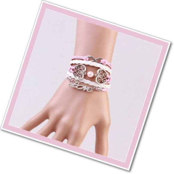 Hollow Peach Hearts Love Infinity Charm Bracelet - Picture 2 of 4